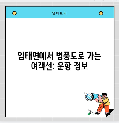 암태면에서 병풍도로 가는 여객선: 운항 정보