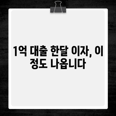 1억 대출 한달 이자, 이 정도 나옵니다