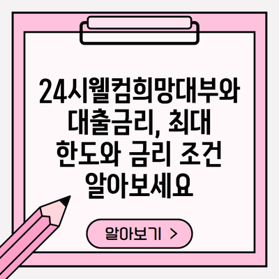 24시웰컴희망대부와 대출금리, 최대 한도와 금리 조건 알아보세요