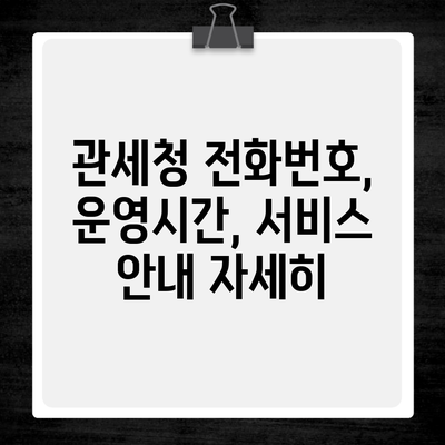 관세청 전화번호, 운영시간, 서비스 안내 자세히