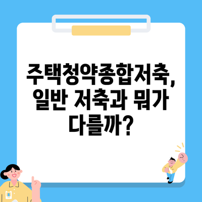 주택청약종합저축, 일반 저축과 뭐가 다를까?