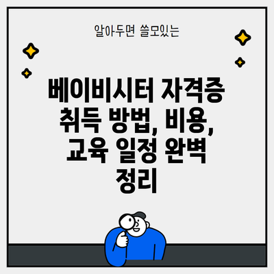 베이비시터 자격증 취득 방법, 비용, 교육 일정 완벽 정리