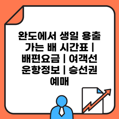 완도에서 생일 용출 가는 배 시간표 | 배편요금 | 여객선 운항정보 | 승선권 예매