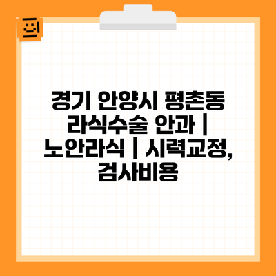 경기 안양시 평촌동 라식수술 안과 | 노안라식 | 시력교정, 검사비용