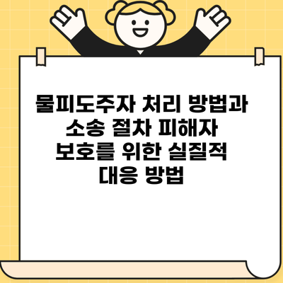 물피도주자 처리 방법과 소송 절차 피해자 보호를 위한 실질적 대응 방법