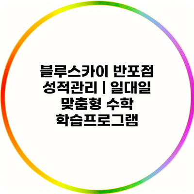 블루스카이 반포점 성적관리 | 일대일 맞춤형 수학 학습프로그램