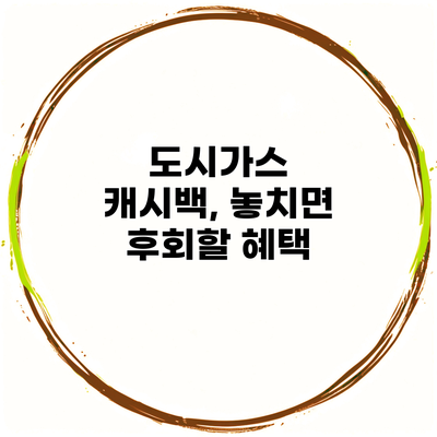 도시가스 캐시백, 놓치면 후회할 혜택