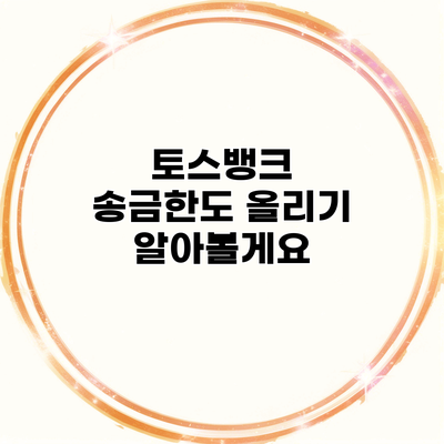 토스뱅크 송금한도 올리기 알아볼게요