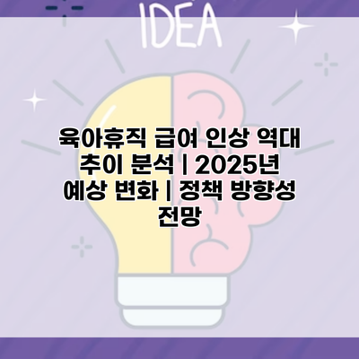 육아휴직 급여 인상 역대 추이 분석 | 2025년 예상 변화 | 정책 방향성 전망