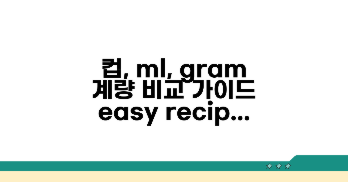 컵, 그램, ml 계량 비교표