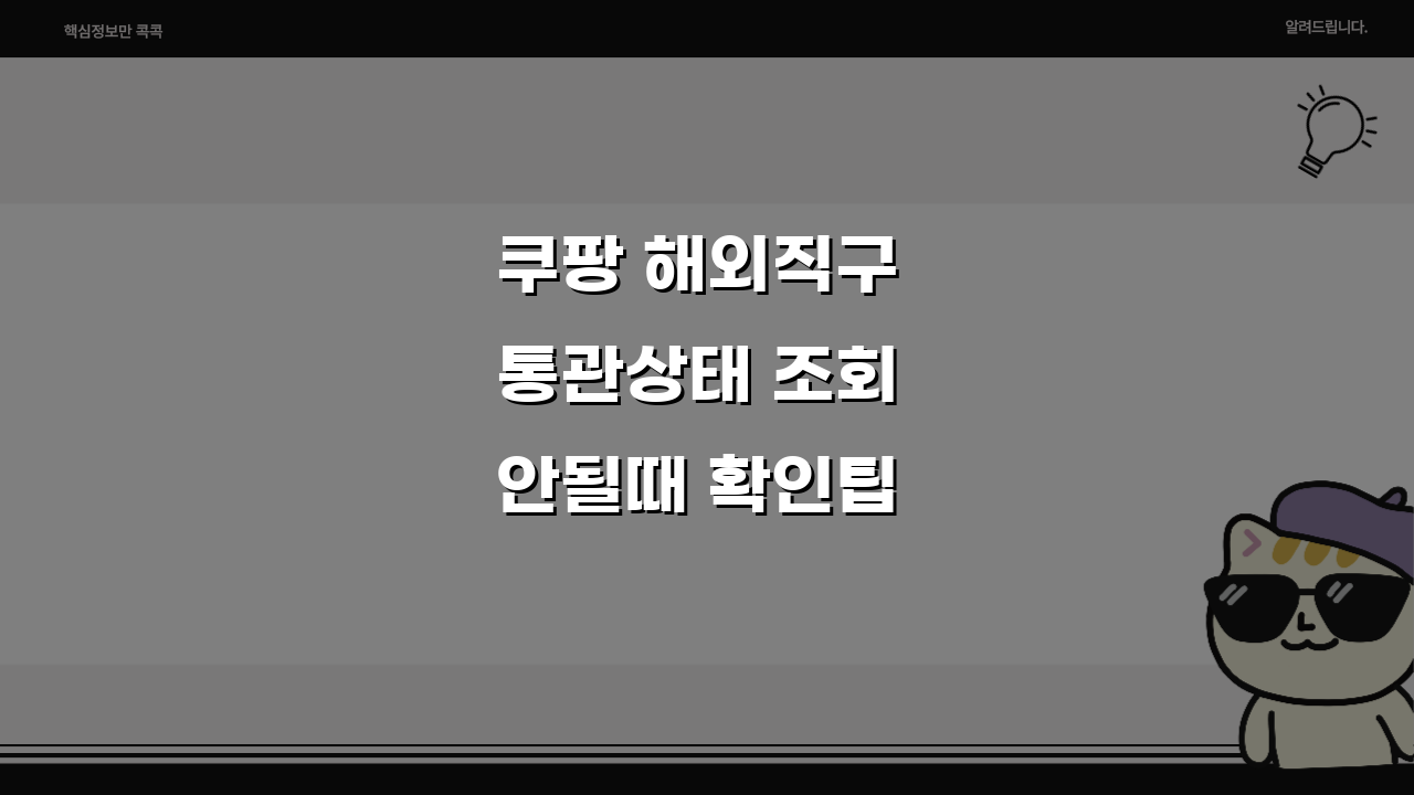 쿠팡 해외직구 통관상태 조회 안될때 확인팁 5가지