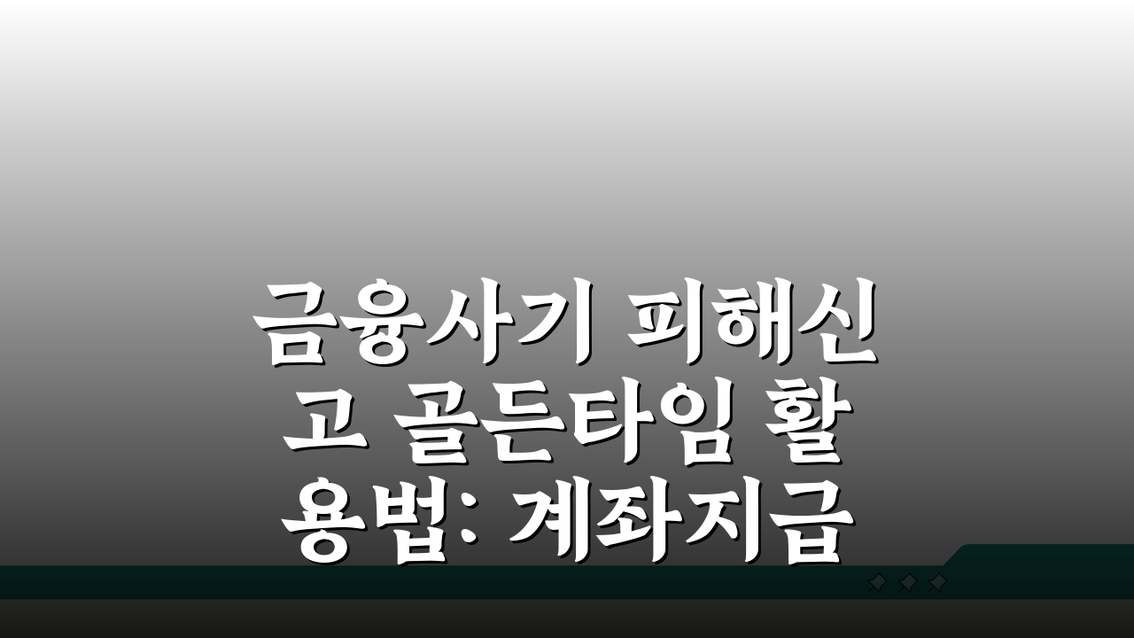 금융사기 피해신고 골든타임 활용법: 계좌지급정지 및 피해금 환급 절차 A to Z