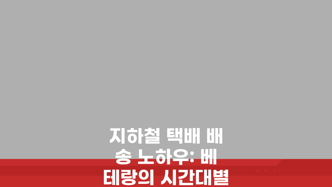 지하철 택배 배송 노하우: 베테랑의 시간대별 이동꿀팁 A to Z