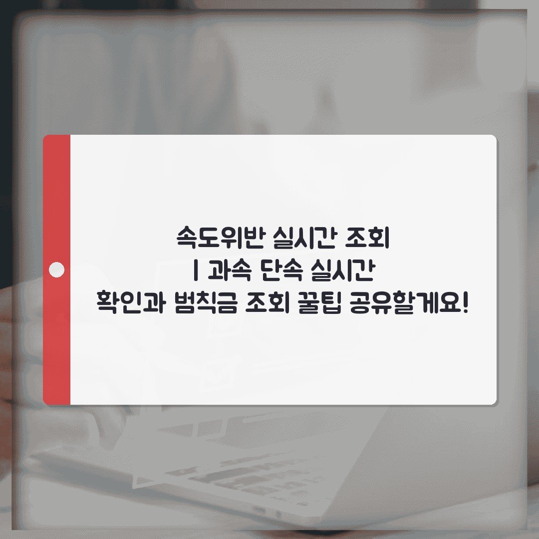 속도위반 실시간 조회 | 과속 단속 실시간 확인과 범칙금 조회 꿀팁 공유할게요!