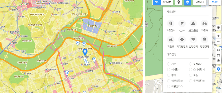 카카오맵 지적편집도 화면