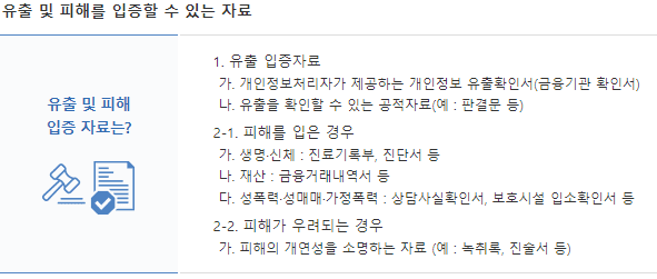 주민등록번호 변경 신청 입증자료 안내